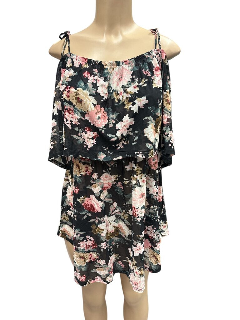 SirenLily Black Floral Dress (2X)
