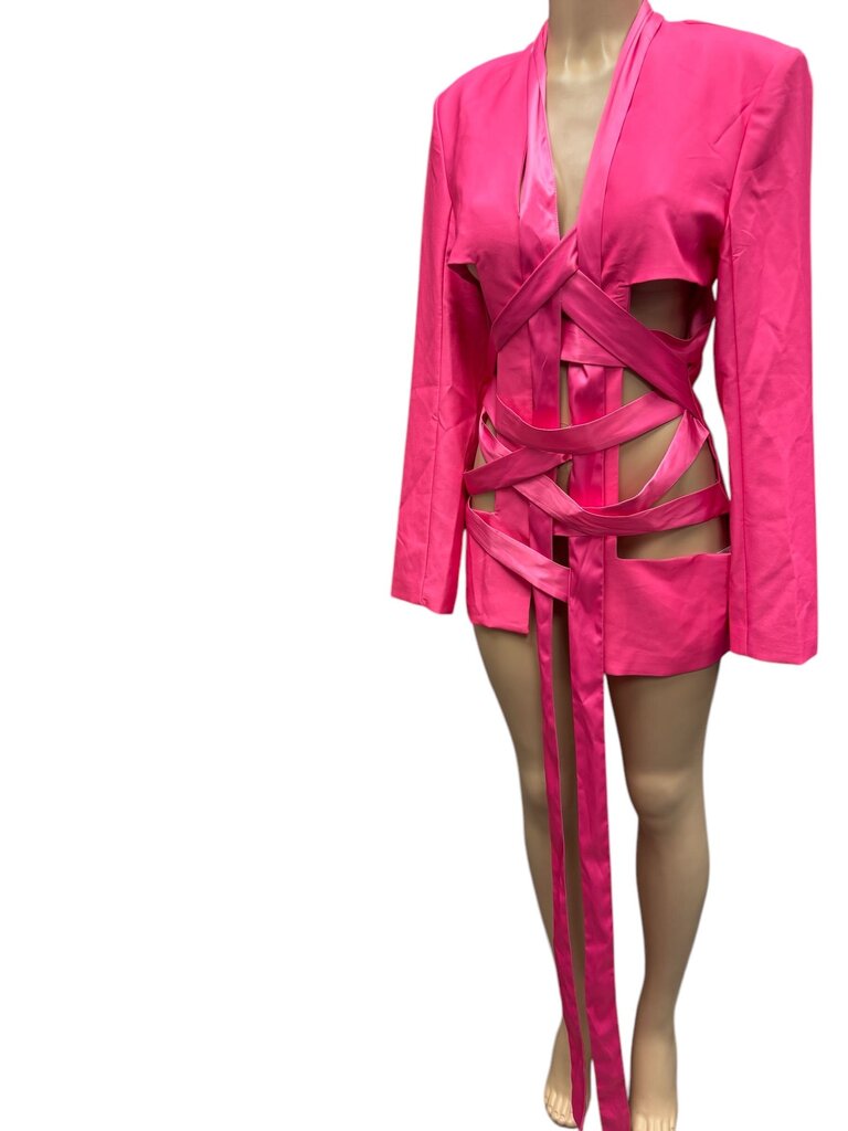 Akira pink Lace up blazer