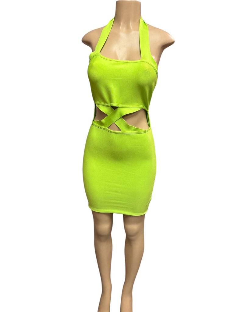 Fashion Nova green halter cutout dress