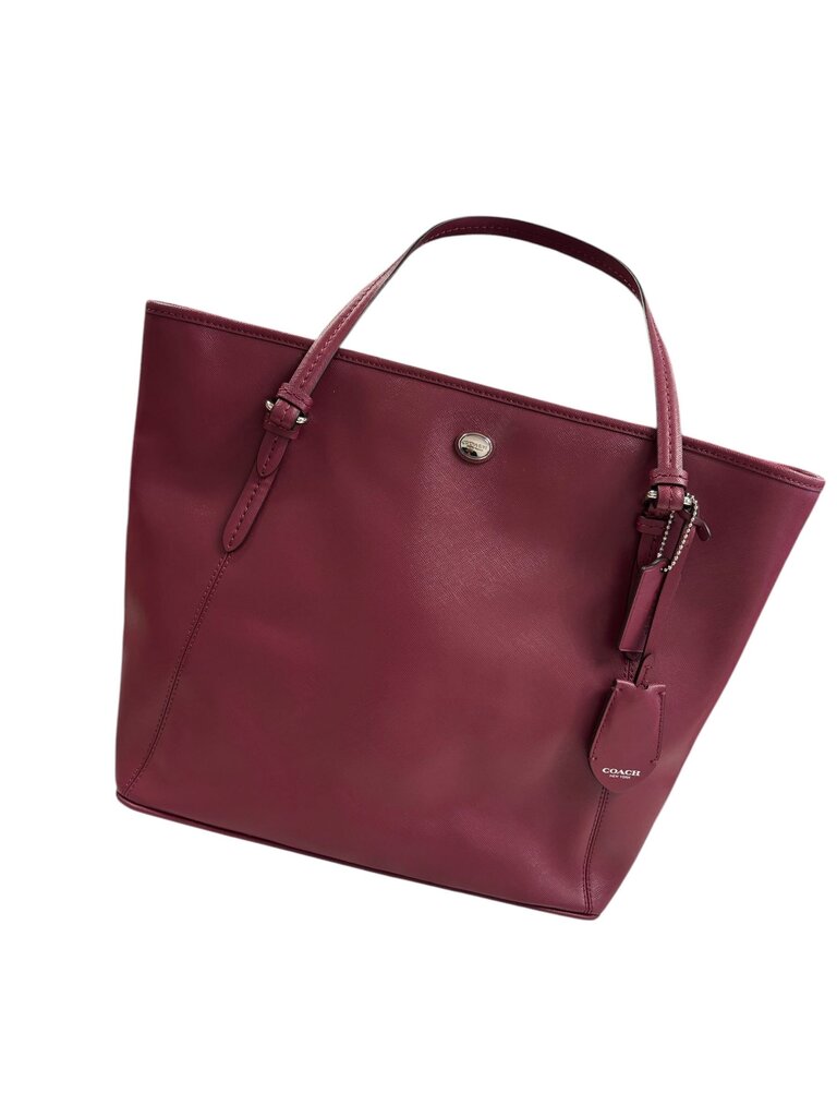 Coach Leather Zip Top Tote Burgundy