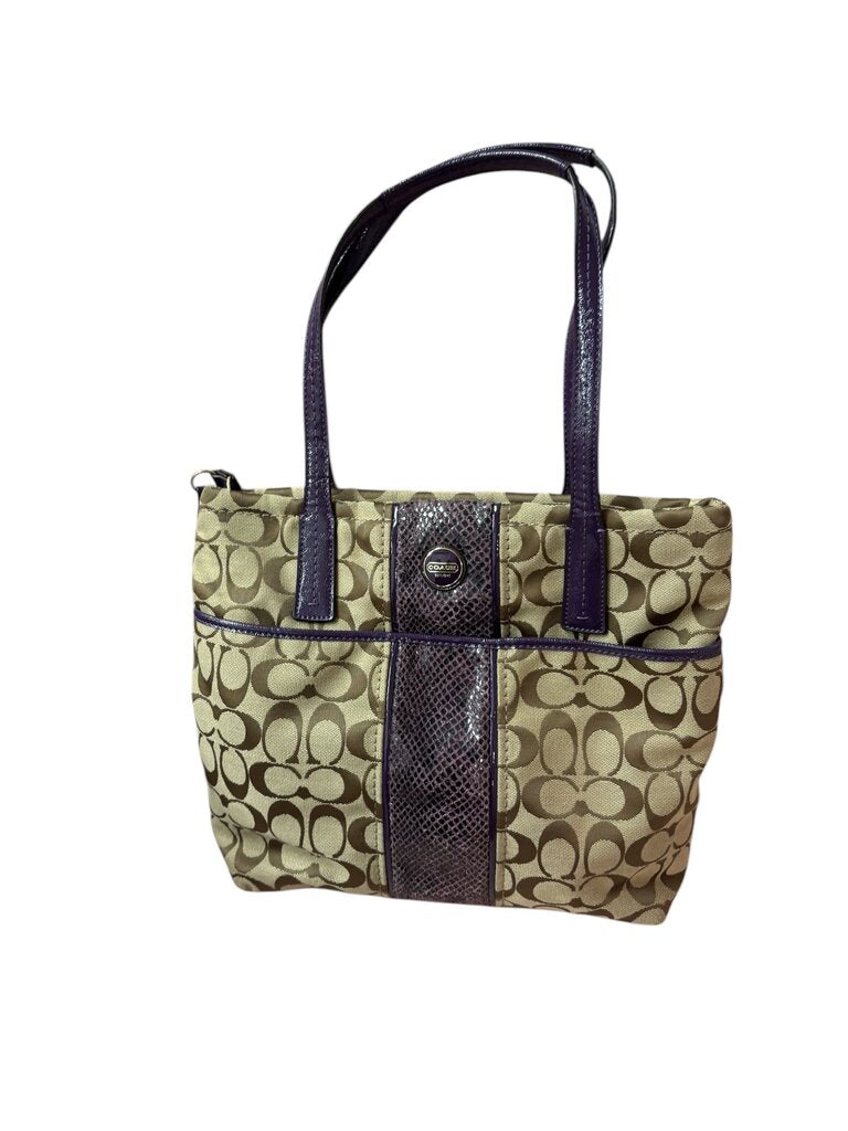 Coach Purple Monogrammed Printed Handbag w/Coin Purse