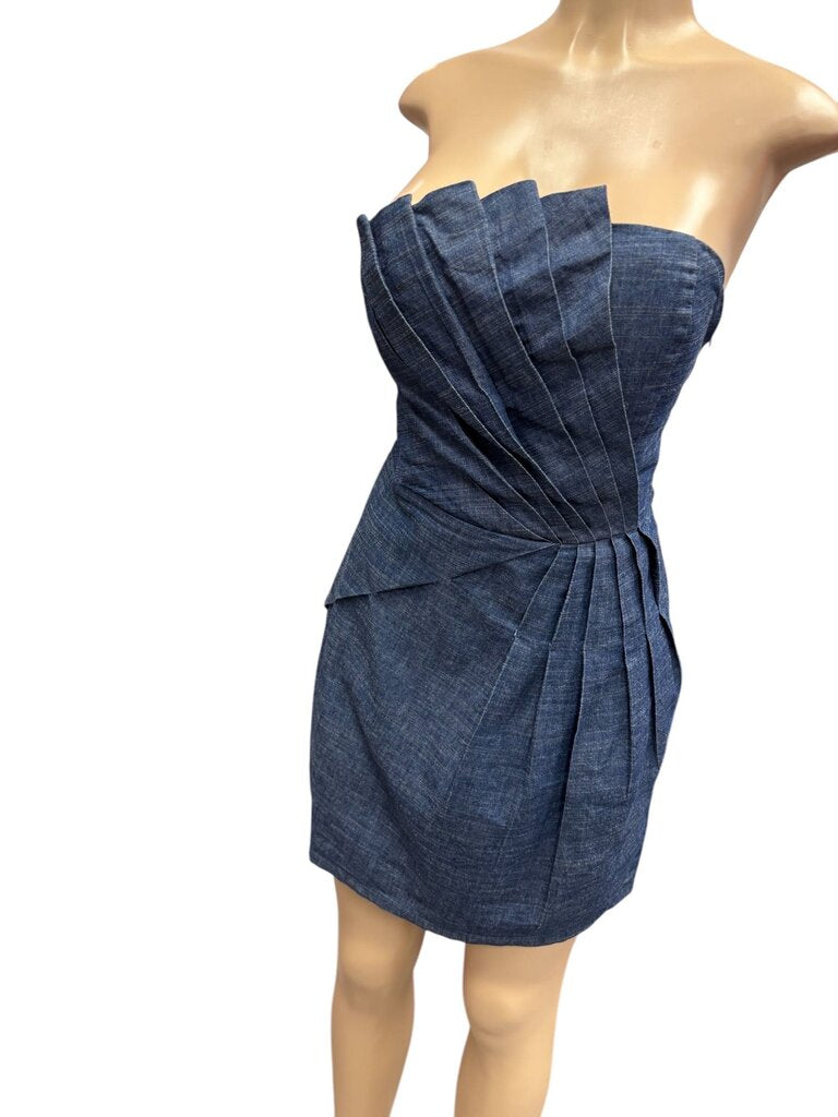 Romeo and Juliet couture Denim strapless dress