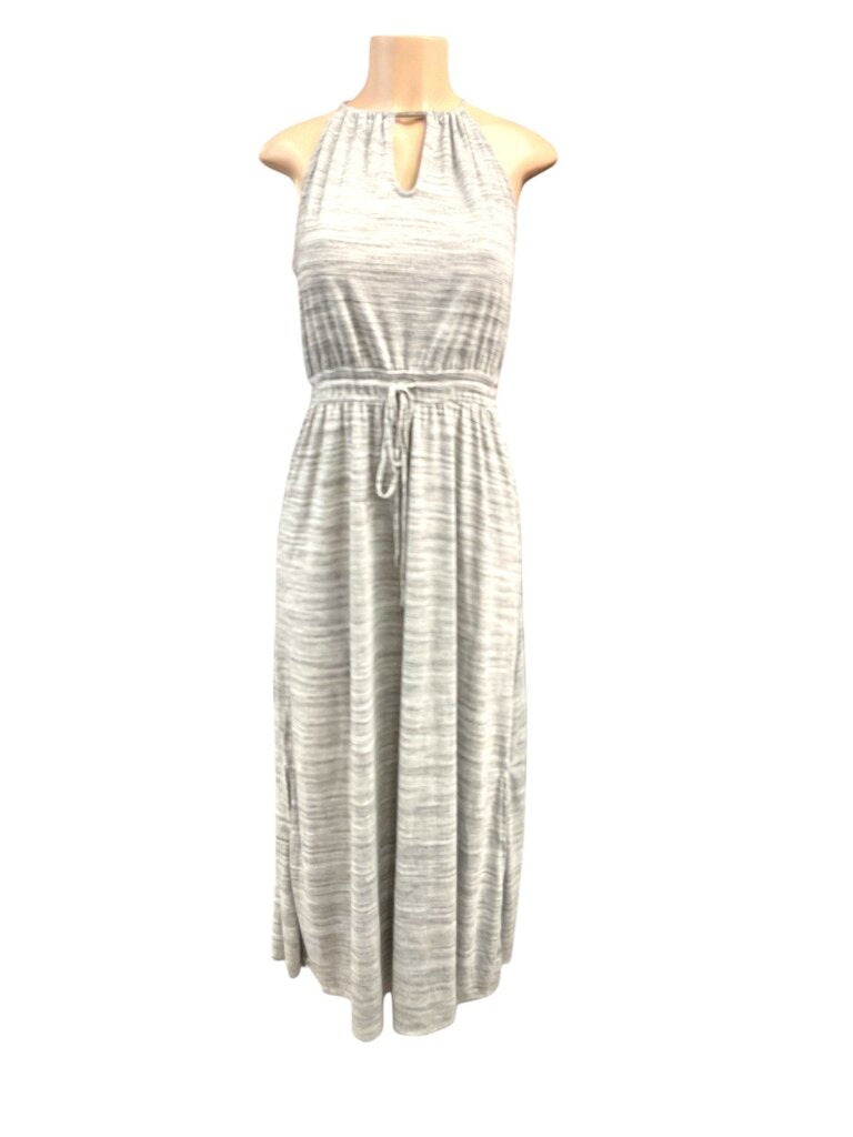 Banana Republic gray and white maxi halter dress