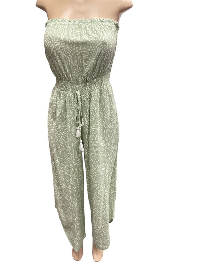 Japna Green and white strapless jumpsuit