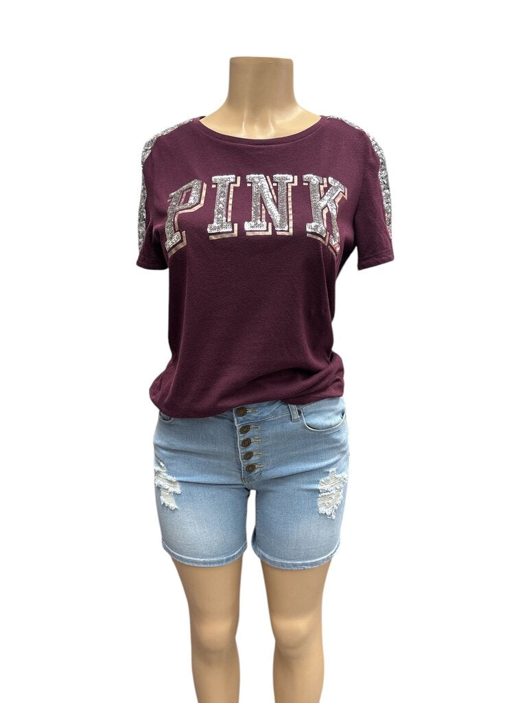PINK Bedazzled Burgundy Top (Small)