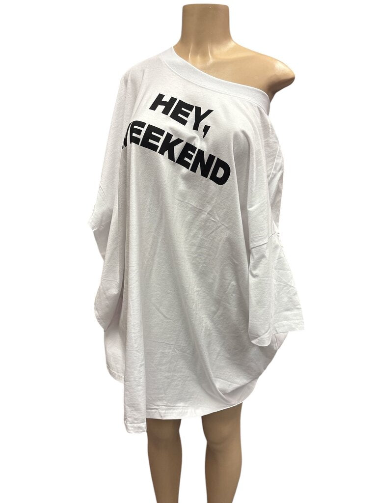 Studio Untold 'Hello Weekend" White Tee (24/26)