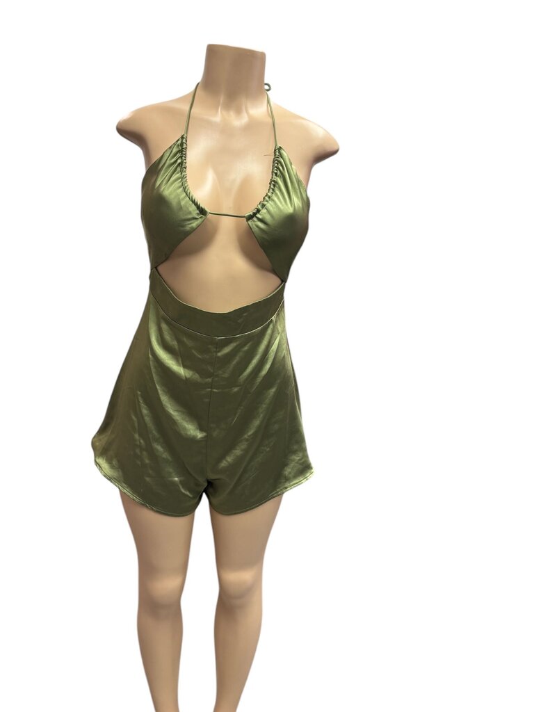 Princess Polly green satin cutout dress