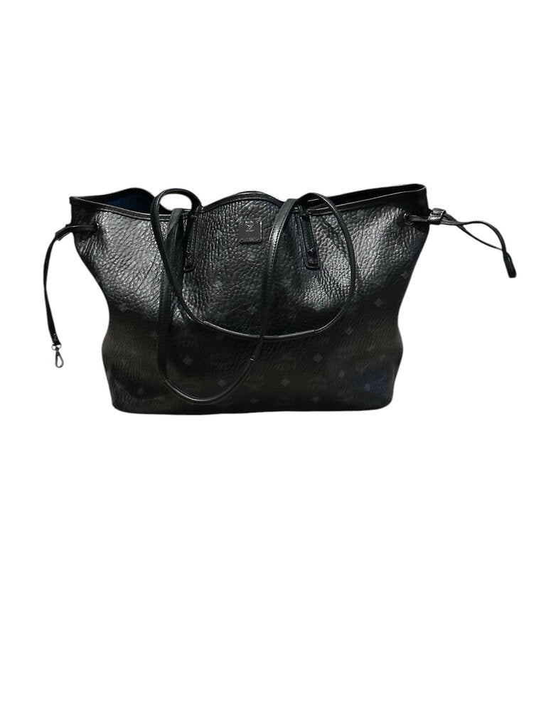MCM Liz Reversible Leather Visetos Large Tote Shopping Bag-Black