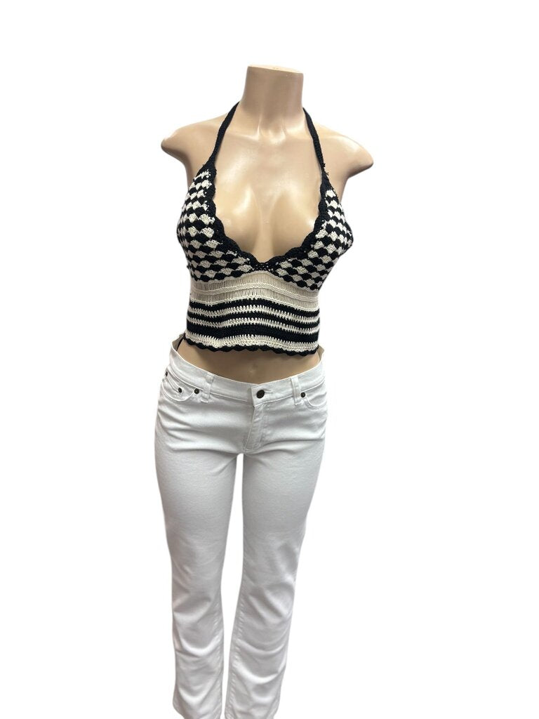 Forever 21 B/W Crochet Top (XL)