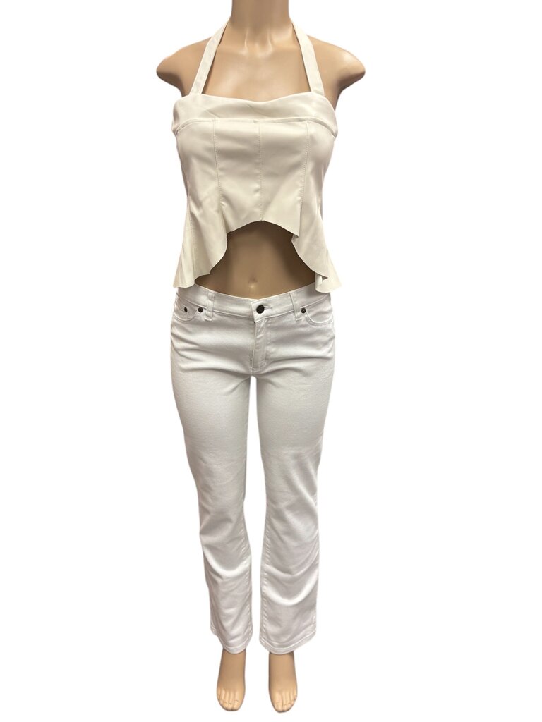 Forever 21 Faux Leather White Top (Large)