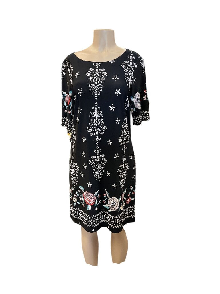 R and K Black Printed Dress (Large)