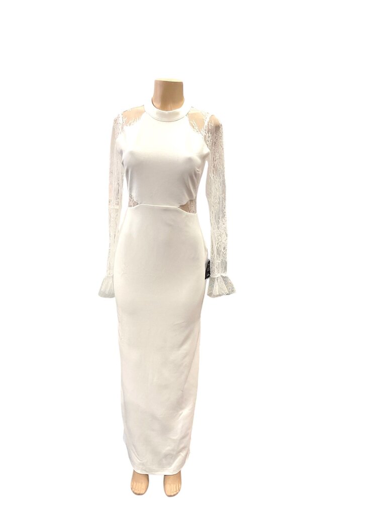 Lulu's white Lace sleeve cutout formal gown