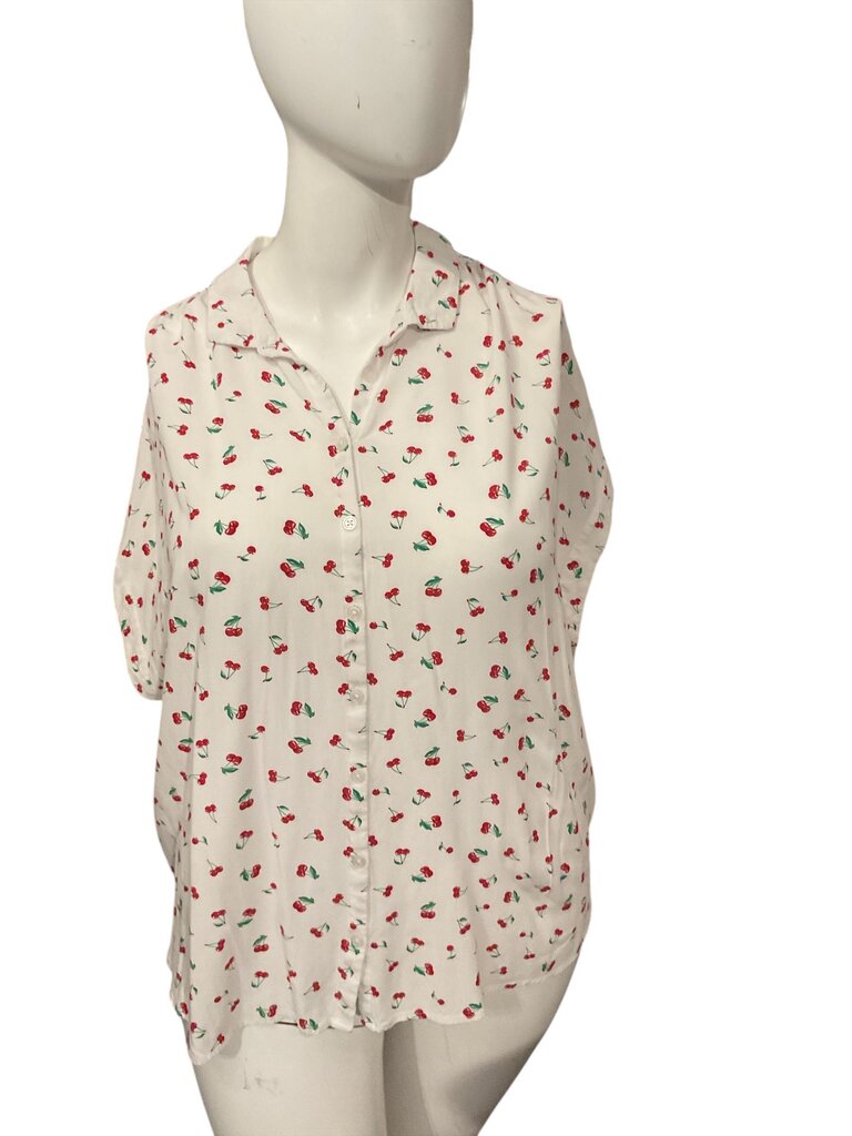 Lee Riders white cherry button up blouse