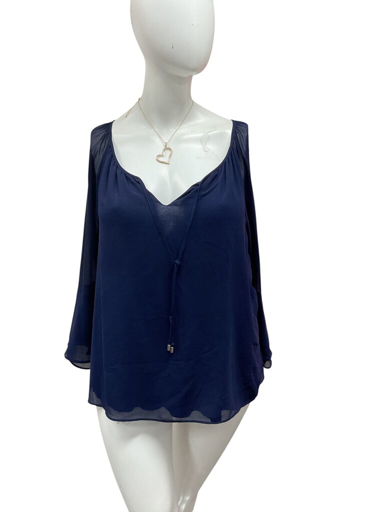 Marled (XL) Blue L/S Sheer Blouse