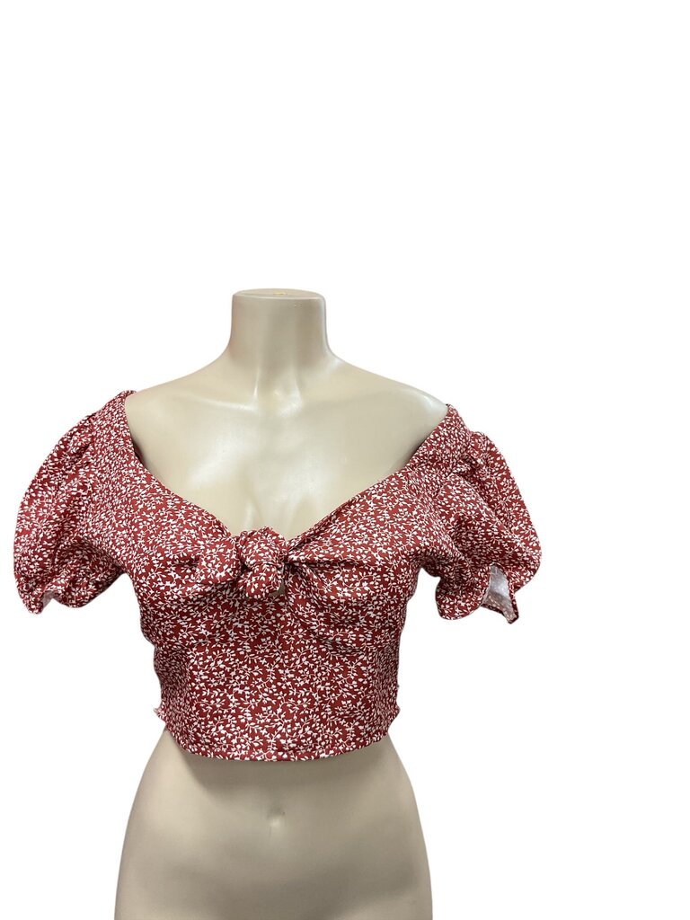 MOW (Med) Rust and White Cropped Blouse