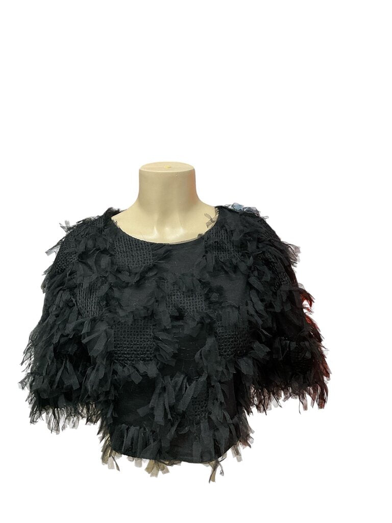 Endless Rose (Small) Gridded Mesh Feathered Cropped Tee