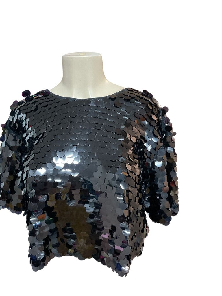 A (Small) New Day Black Sequin Blouse