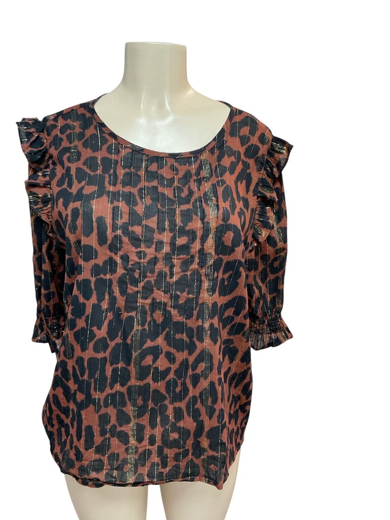 Loft (Large) Brown/Black Printed Blouse