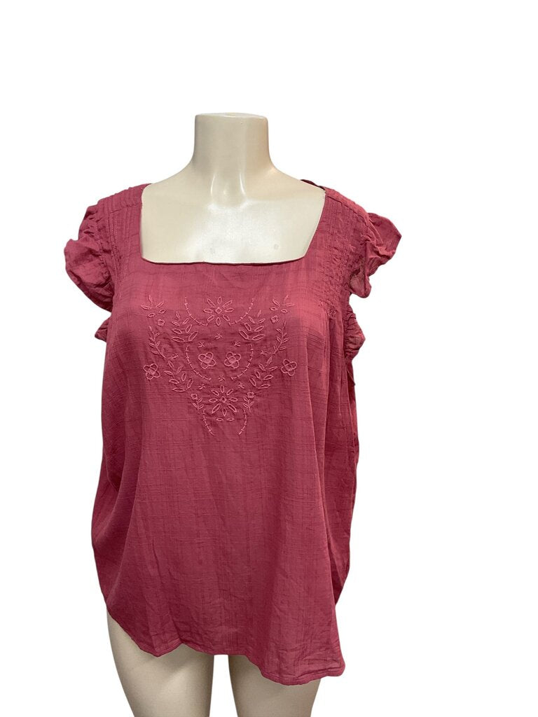 Ana (XL) Burgundy Blouse Cap Sleeve