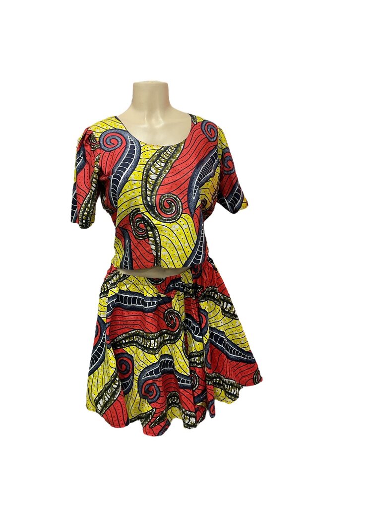 African tribal 2 piece printed skirt set