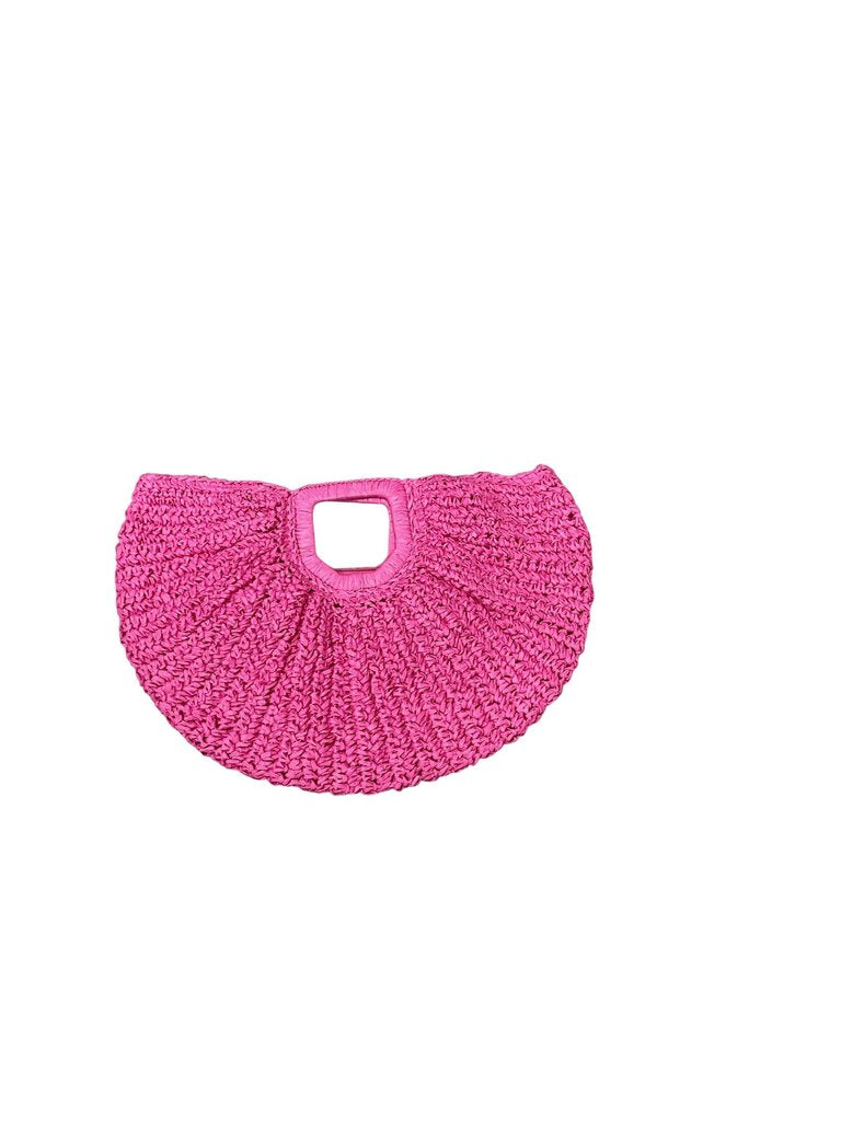MOW pink straw beach handbag