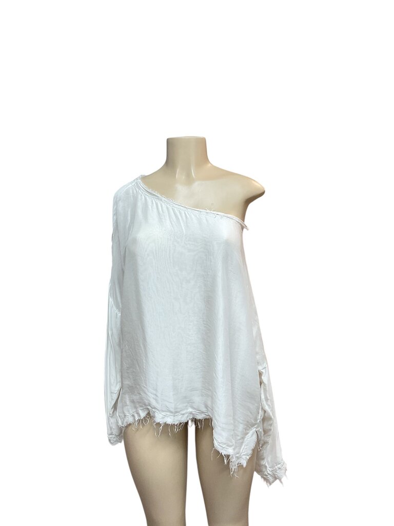 MOW white satin rugged blouse
