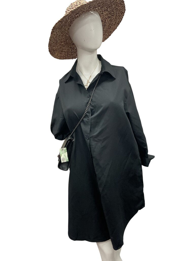 MOW curve black button up dress