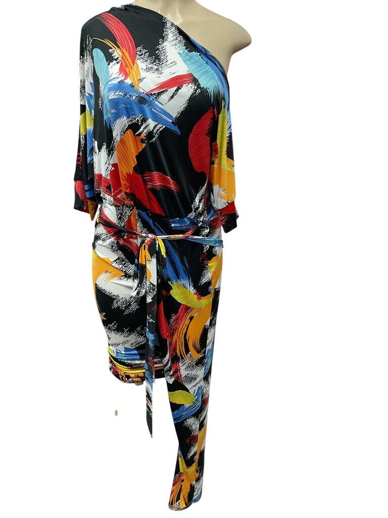 Janette Plus multicolor paint stripe jumpsuit