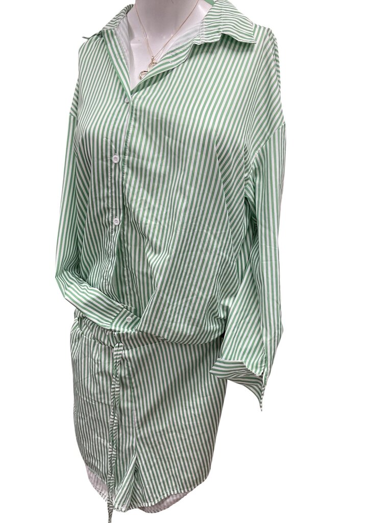 MOW green and white striped short set