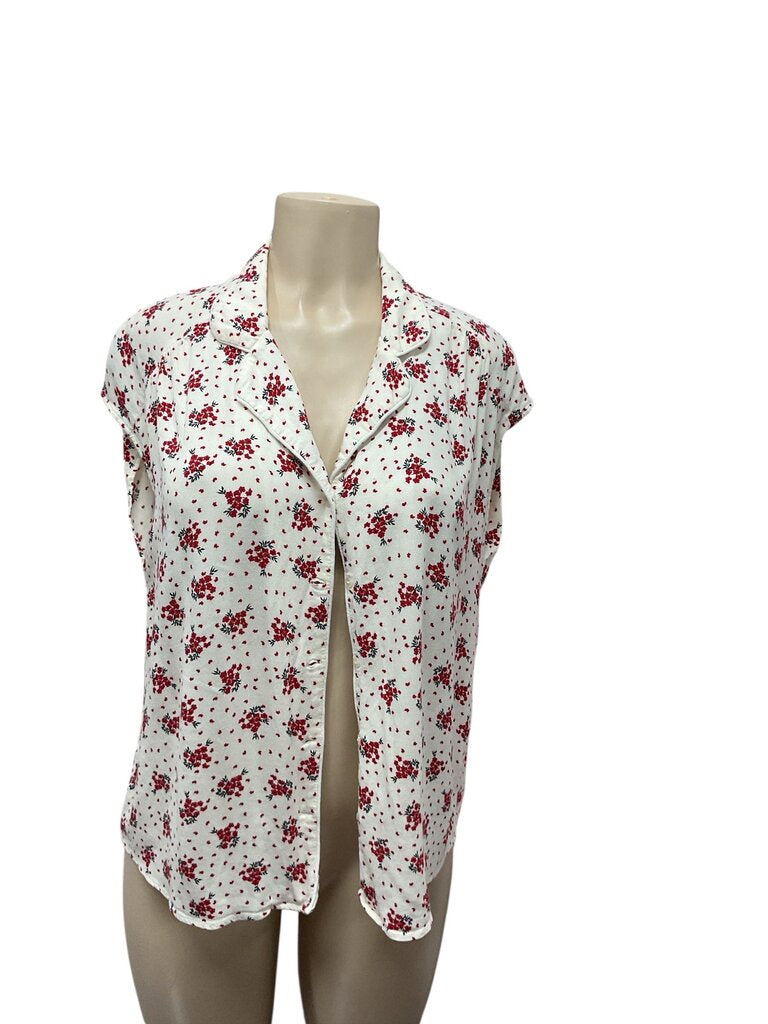 MNG (8) Basics Cream and Red Blouse