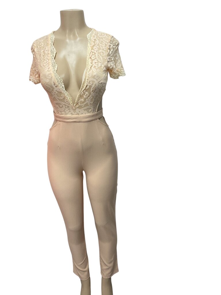 Missguided (8) Peach Lace and Cutout Romper