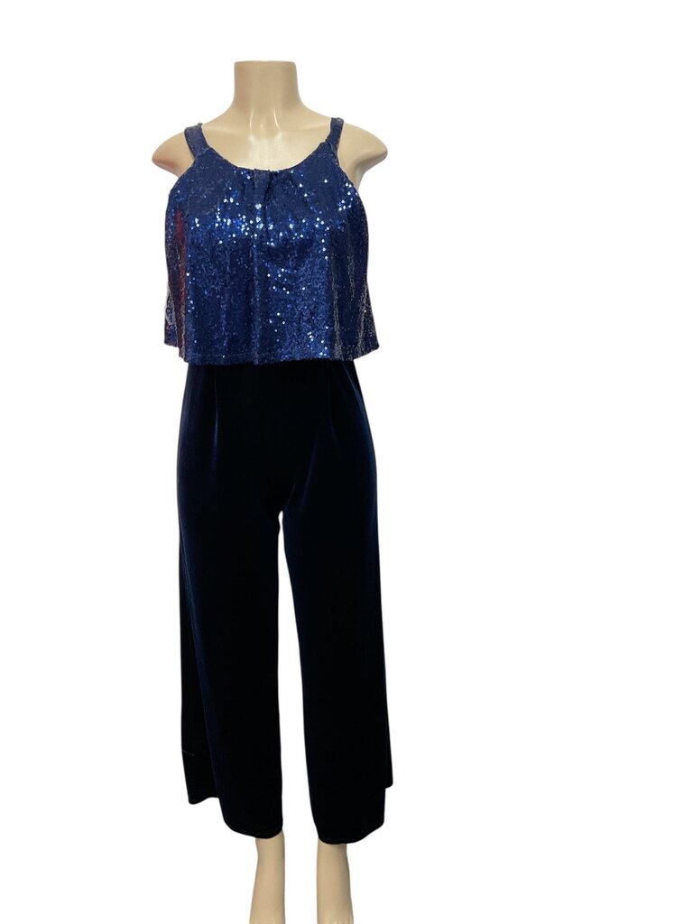 Knit (16) Works Blue Sequin Velour Romper