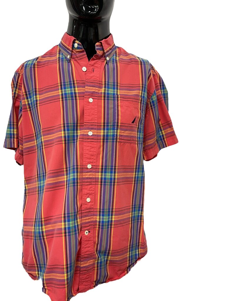 Nautica (Large) Red Plaid Button Down Shirt