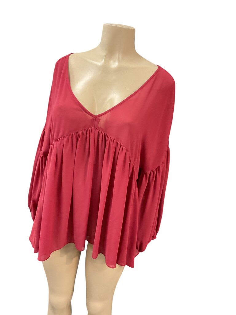 Umgee (Med) Red Sheer Blouse