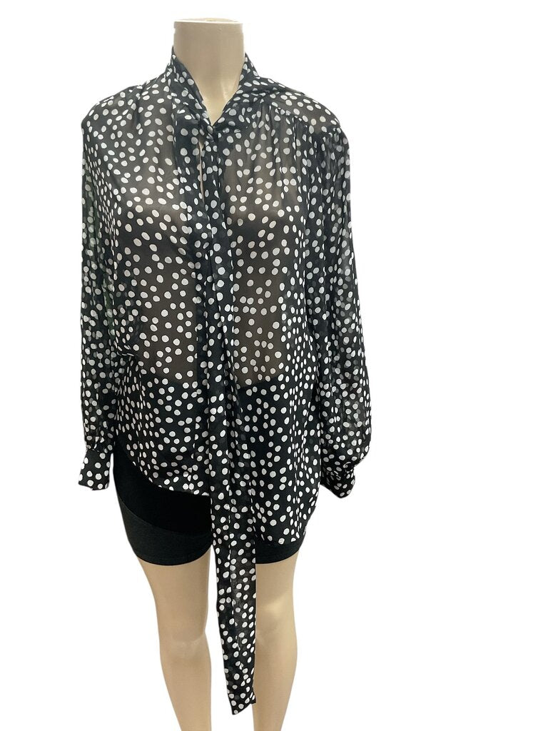 Eva (Large) Mendes Black and White Polka Dot Blouse