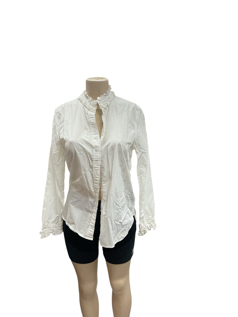 (10)J.Crew white ruffle long sleeve top