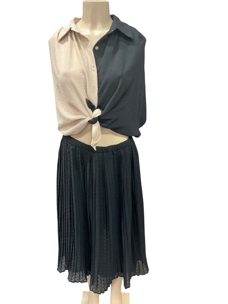 MOW (Med) Black/Tan Two Faced Blouse