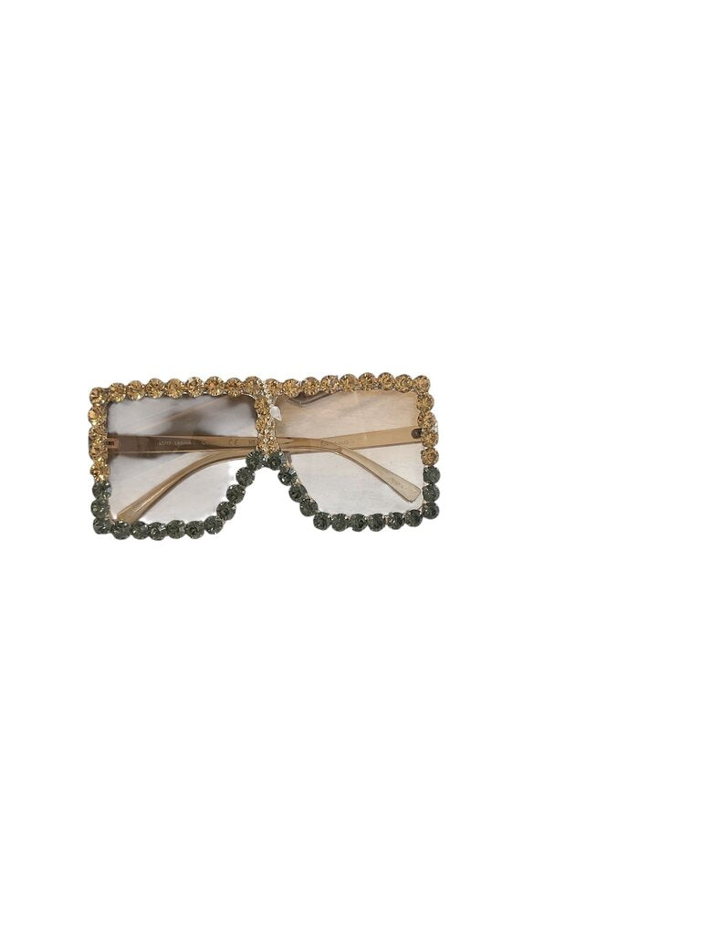 Orange and Green Rose Square Shaped Glasses