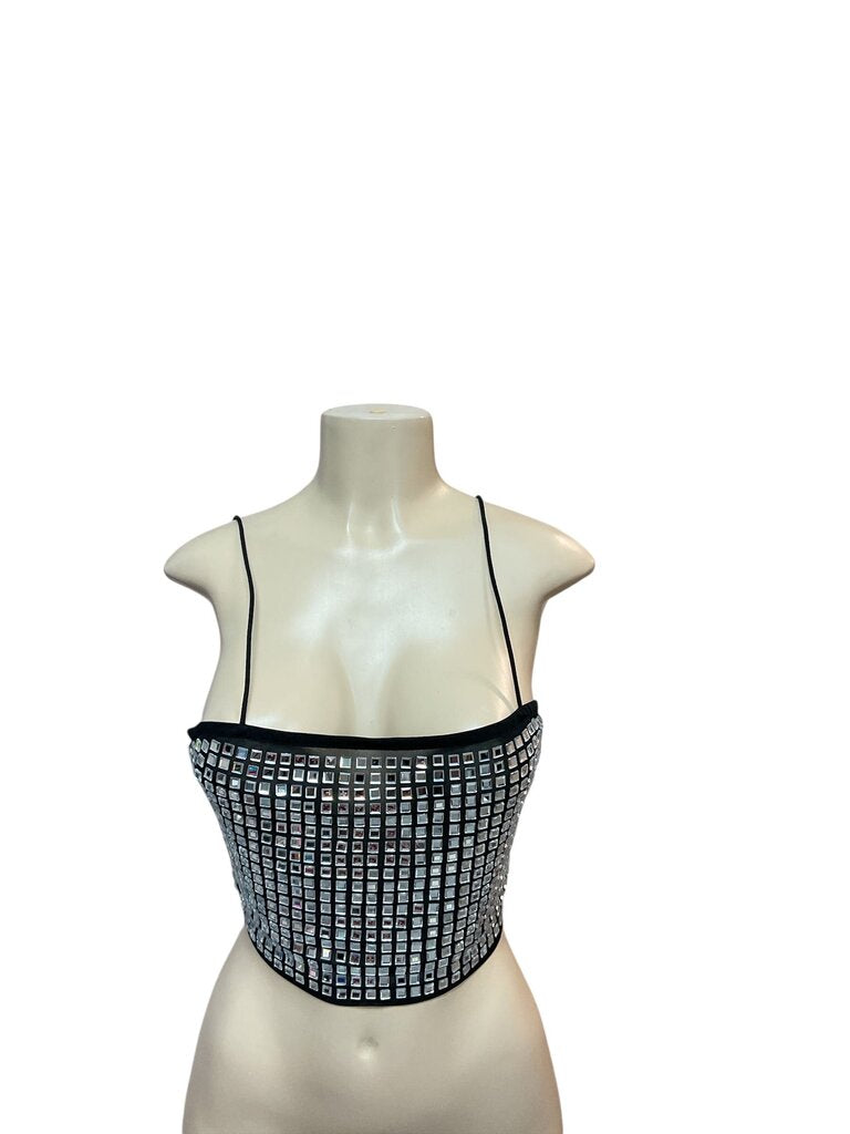 Akira (Large) Glass Sequin Cropped Tank