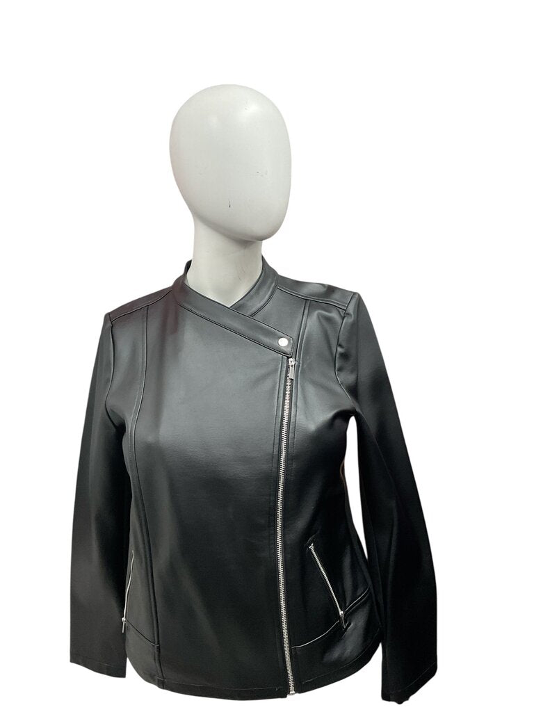 Chicos (2) Black Zippered Leather Jacket