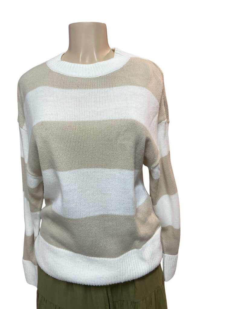 Divided (XS) Tan/White Sweater