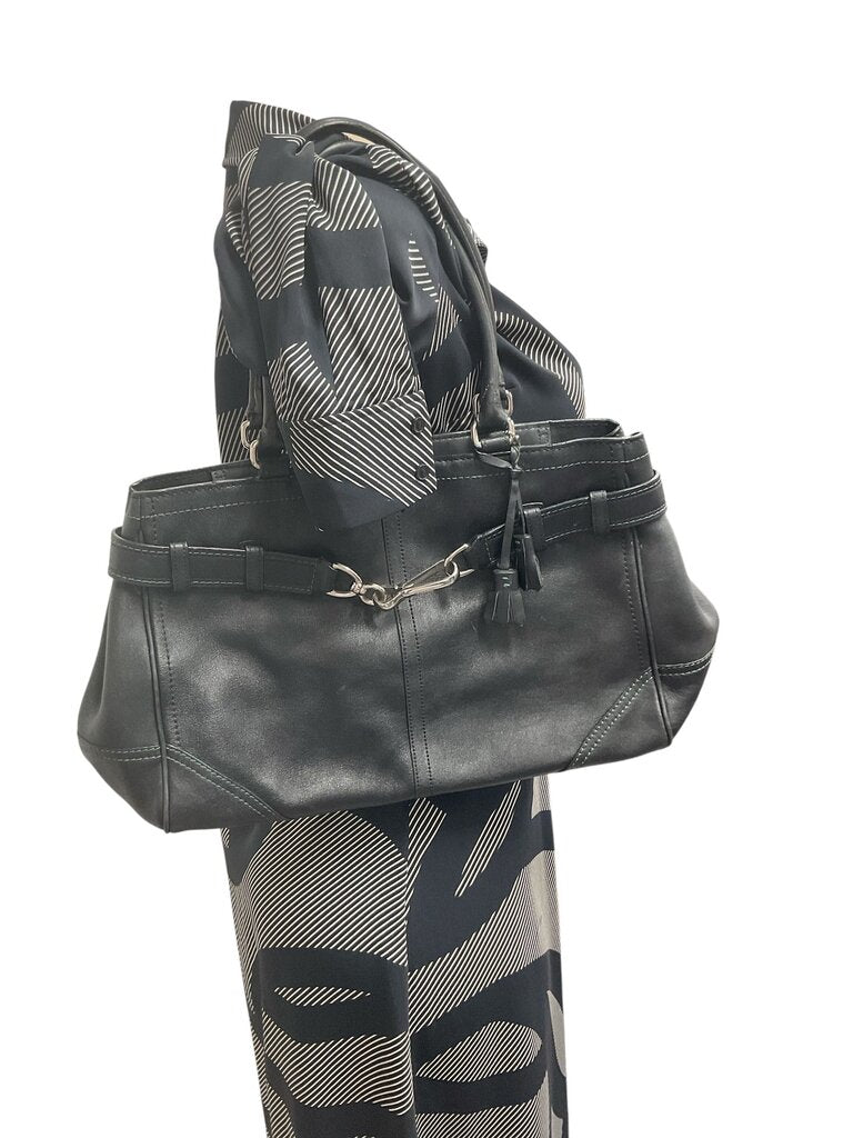 Coach Black leather blue stitched shoulder bag