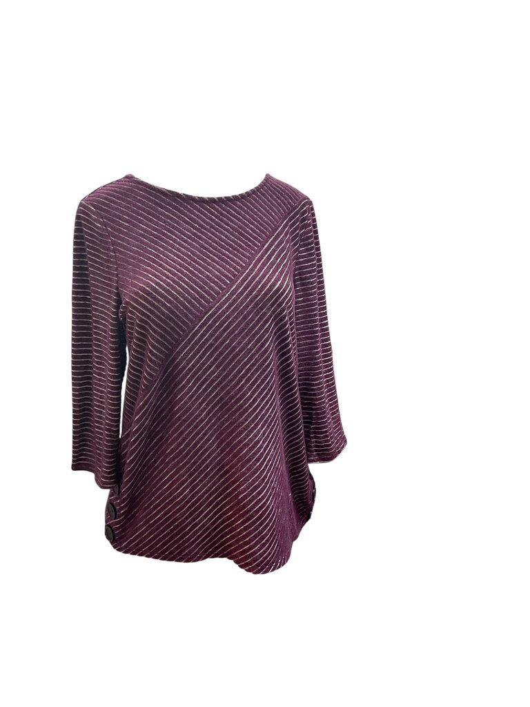 Chico's (2) Burgundy Striped 3/4 Tee