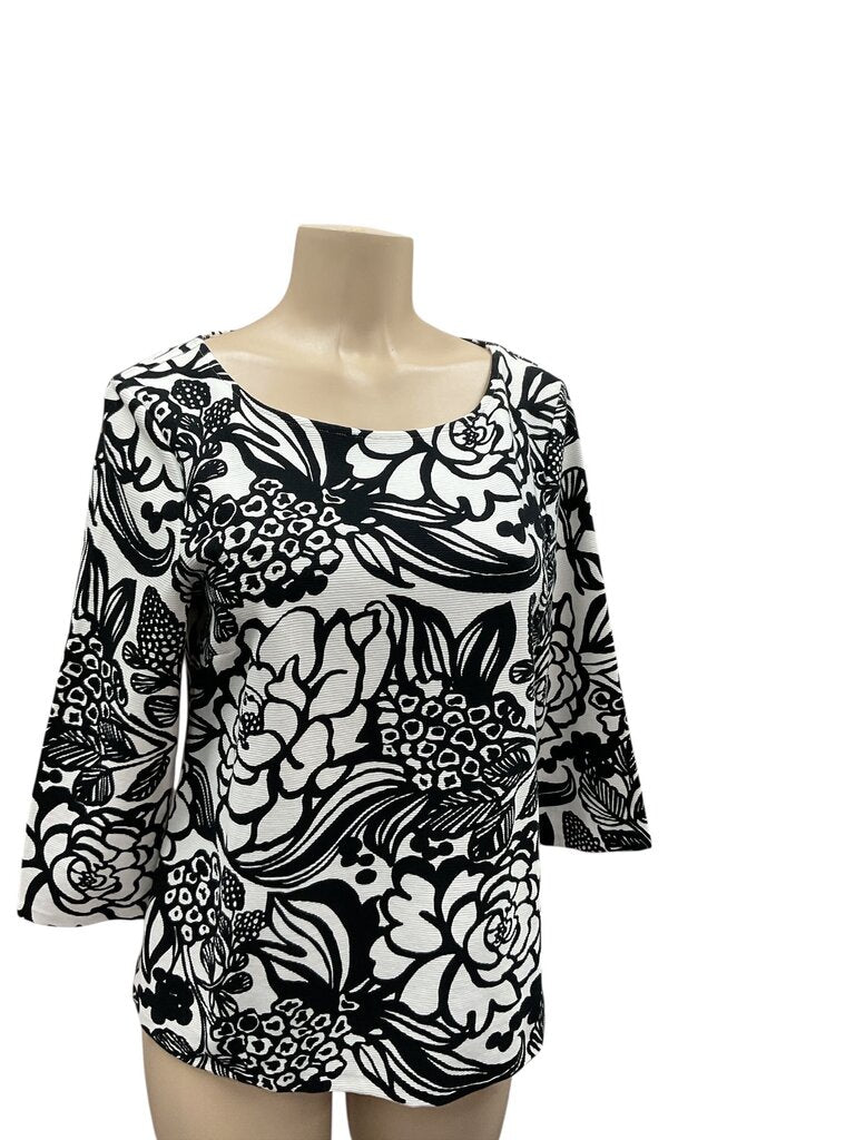 Talbots (Large) White/Black 3/4 Tee