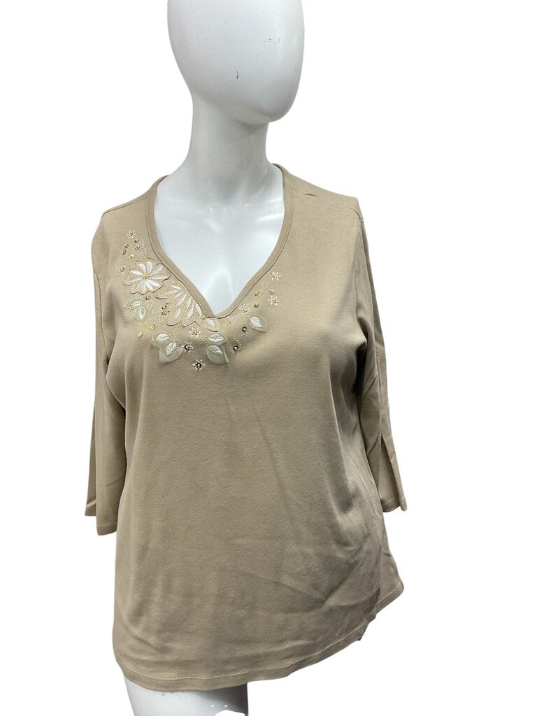 Classic Elements (16-18w) Tan Embellished Top
