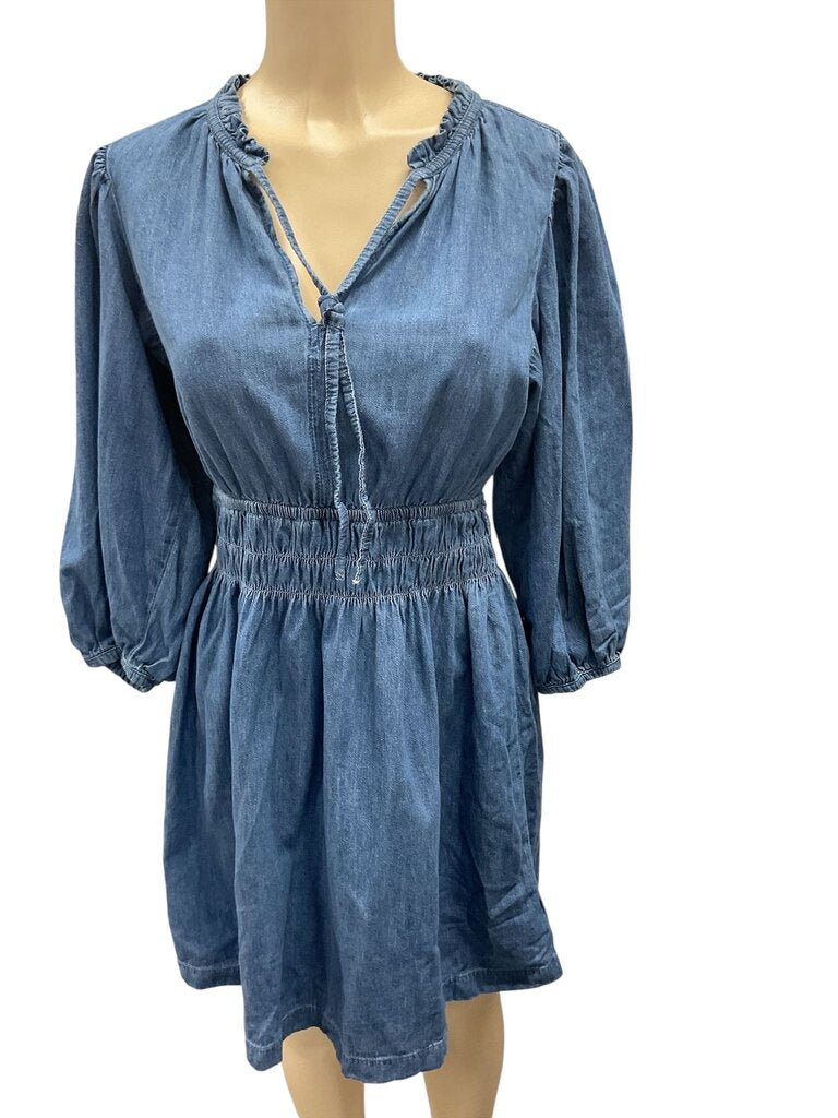 Gap (Med) Denim Peasant Dress Midi