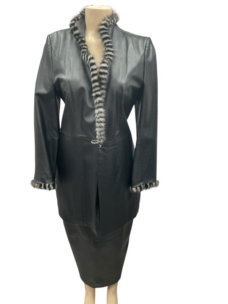 Maxene Couture (12) Black Leather Two Piece Skirt/Jacket