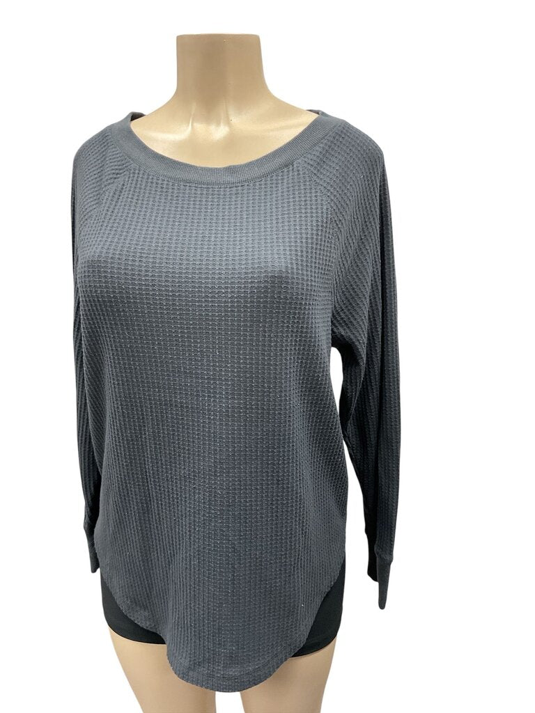 Loft waffle knit gray ls top