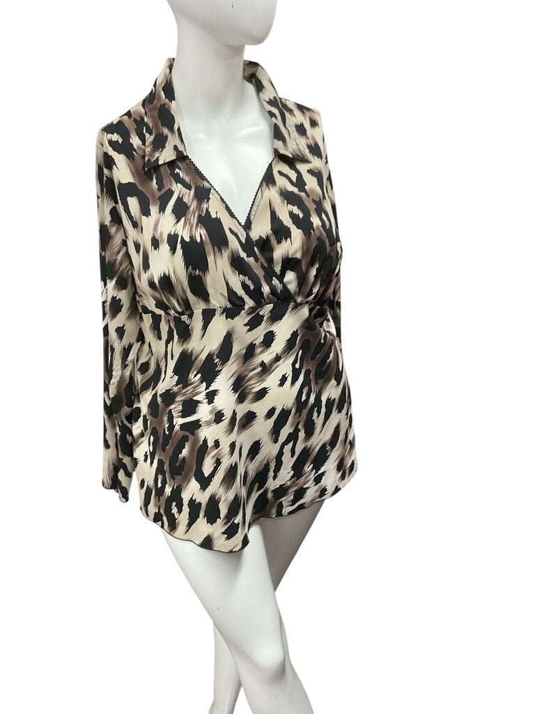 Blue (20) Diamond Plus Printed Wrap Blouse
