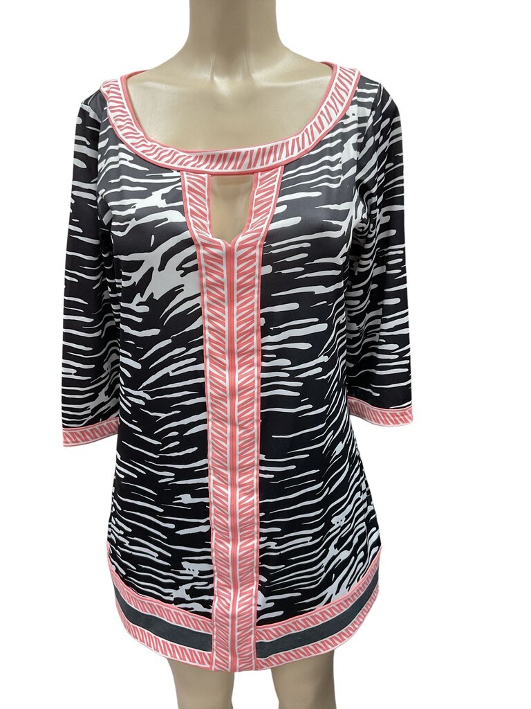 Tracy (Large) Negoshian Black/Pink Dress Mid Sleeve*